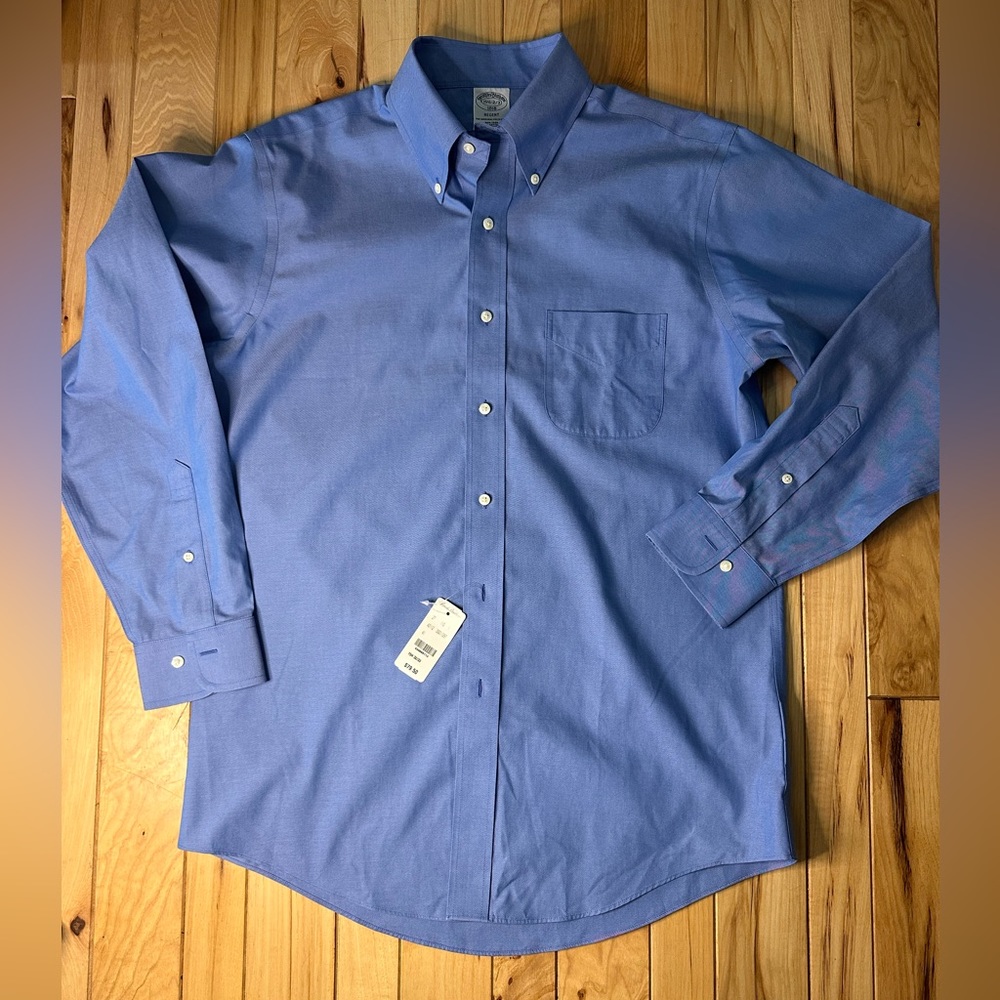 Brooks Brothers 1818 Regent Dress Shirt 15 1/2-2/3 Blue Non Iron NWT